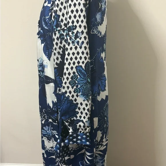 Chico’s Reversible Floral Duster Jacket Blue White NWT Size 1 Kimono - Picture 5 of 8